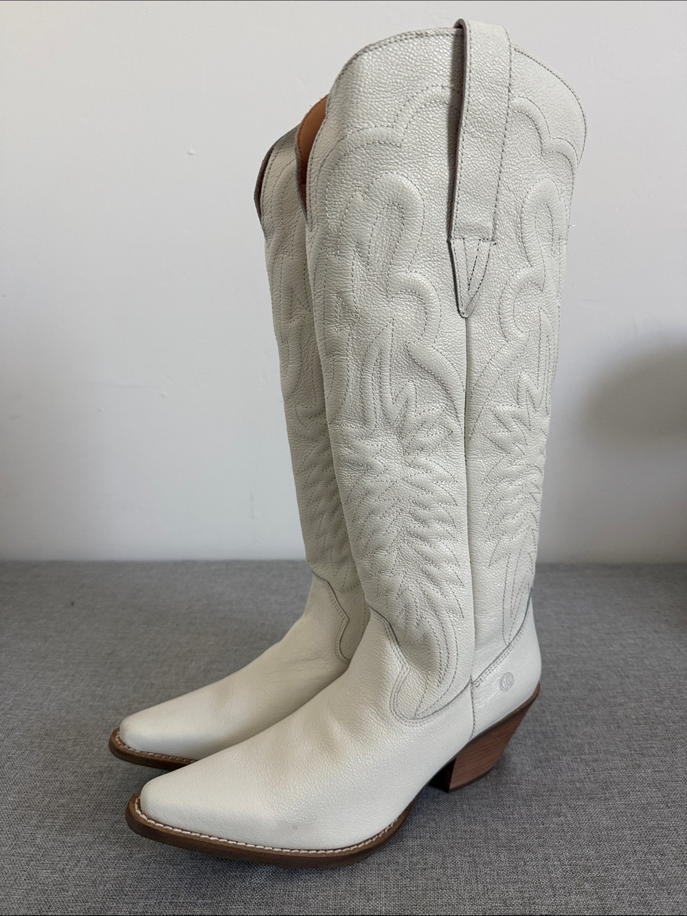 Dingo Raisin Kane leather White Tall Western Cowboy Boots Snip Toe - Picture 13 of 14